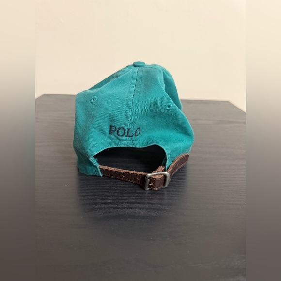 POLO Ralph Lauren Vintage Classic Leather Strap Adjustable Teal Green Hat Cap - Picture 4 of 4